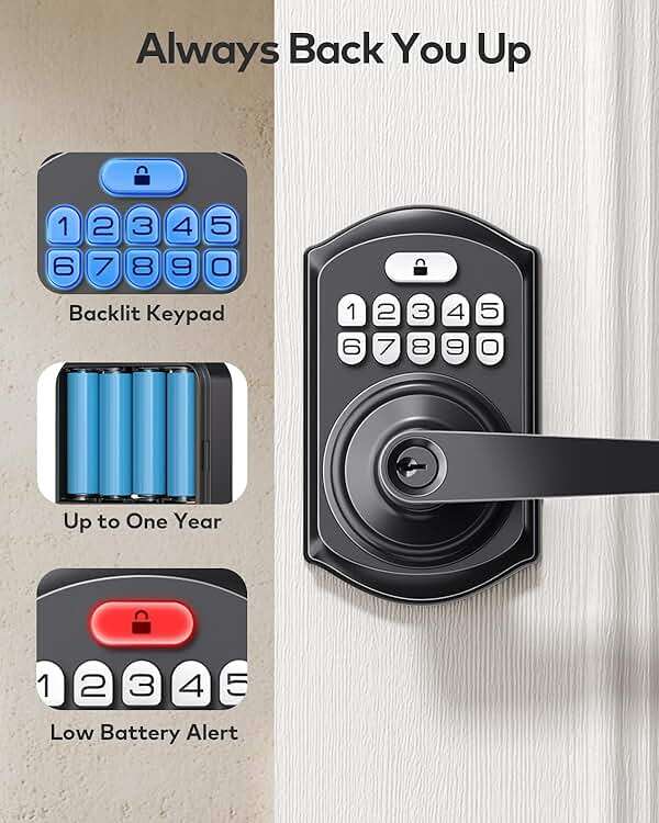 TEEHO TE004 Keyless Entry Keypad Door Lock with Handle - Smart Digital Electronic Lock for Interior Door with Anti-Peeping, Auto Lock & Passage Mode - Easy Installation - Matte Black - Image 9