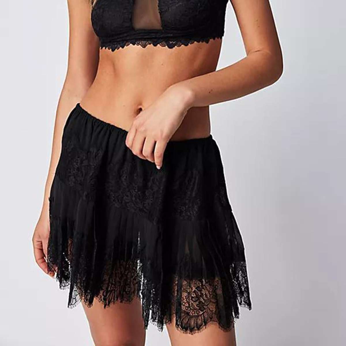 Lace Mini Skirts for Women Ruffle Pleated Low Rise Floral Short Skirts Y2k A-line Layered Half Slip Skirt - Image 4