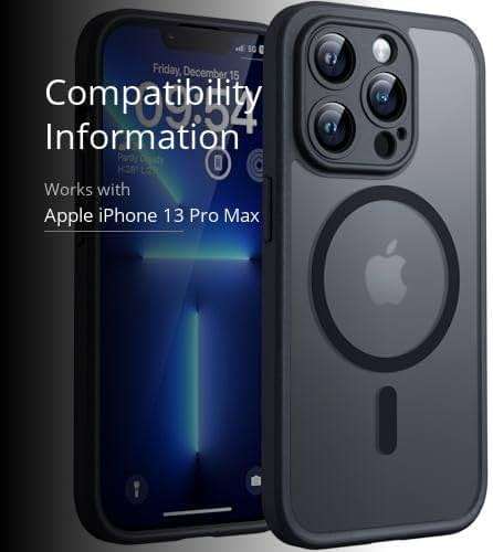TOCOL for iPhone 13 Pro Max Case, Full Camera Protection, Drop Protection, Compatible with Magsafe, Matte Phone Case for iPhone 13 Pro Max 6.7 inch (Matte Black) - Image 3