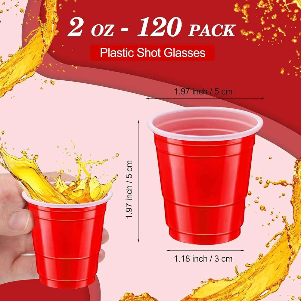 cssopenss 120 pcs Red shot cups Christmas Plastic Shot Glasses 2 oz red shot glasses disposable for drinking Tastings served Snacks Jello Tastings and Samples - Image 3