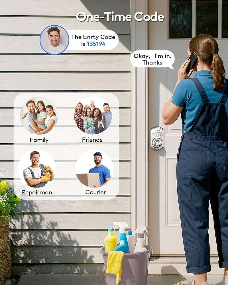 TEEHO TE003 Keyless Entry Keypad Door Lock with Handle, Electronic Digital Smart Locks for Front Door, Smart Door Knob with Code for Bedroom, Auto Lock, Passage Mode, Easy to Install, Satin Nickel - Image 5