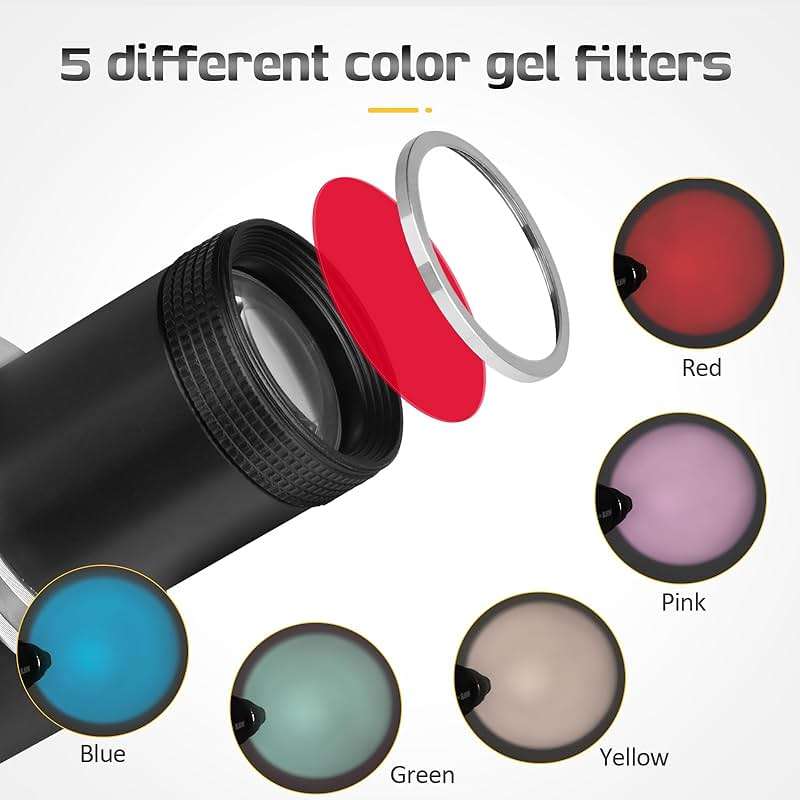 Bowens Mount Spotlight Conical Optical Snoot kit, Photography Studio Lighting Accessory with 34 Gobos & 5 Color Filters Compatible for Aputure Amaran Godox Neewer LED Video Speedlite Light - Image 6