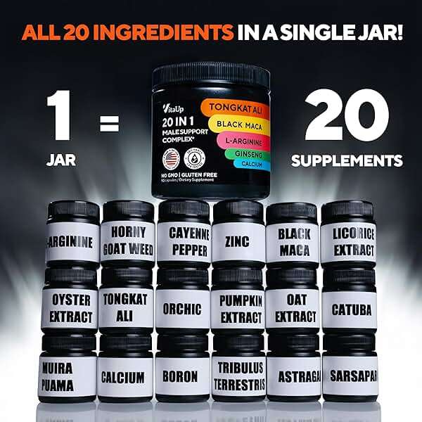 Vitamins for Men 20 in 1 - USA Made Advanced Complex with Tongkat Ali, Black Maca Root for Men, Zinc, Vitamin B12, Astragalus for Normal Energy Support - 90 Vegan Caps - Image 3