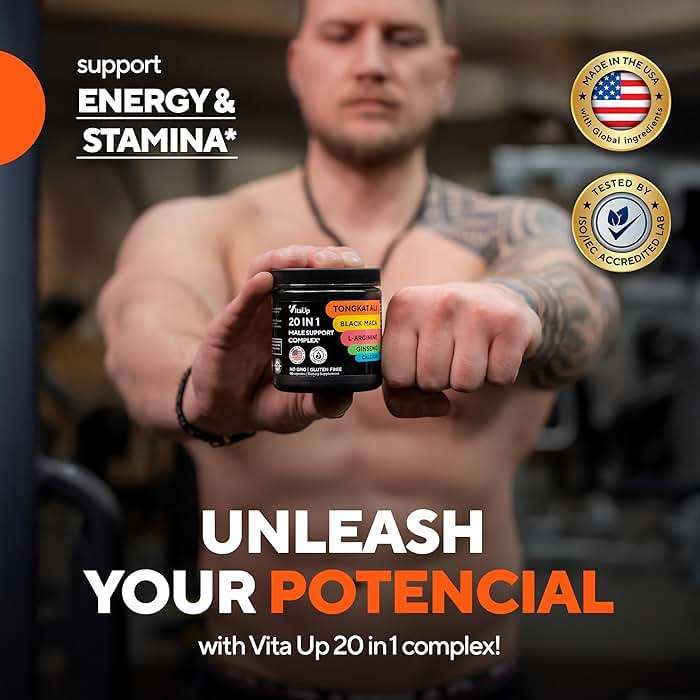 Vitamins for Men 20 in 1 - USA Made Advanced Complex with Tongkat Ali, Black Maca Root for Men, Zinc, Vitamin B12, Astragalus for Normal Energy Support - 90 Vegan Caps - Image 4
