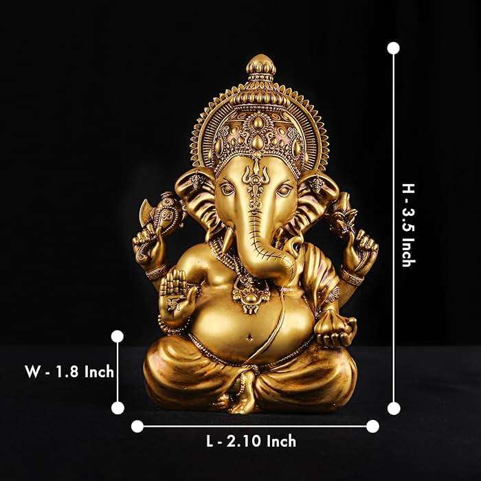 Artarium Ganesha Idol for Car Dashboard Decorative Ganesh Murti for Diwali Pooja Vighnaharta Lord Ganesha Statue for Home Temple Decor and Spiritual Gift Height 3.5 Inch - Image 2