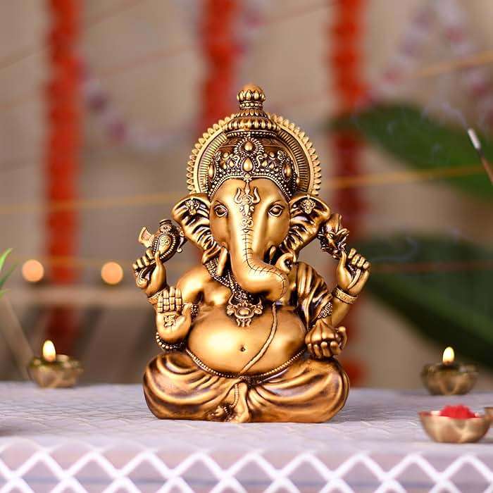 Artarium Ganesha Idol for Car Dashboard Decorative Ganesh Murti for Diwali Pooja Vighnaharta Lord Ganesha Statue for Home Temple Decor and Spiritual Gift Height 3.5 Inch - Image 6