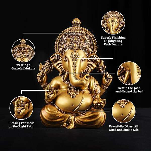 Artarium Ganesha Idol for Car Dashboard Decorative Ganesh Murti for Diwali Pooja Vighnaharta Lord Ganesha Statue for Home Temple Decor and Spiritual Gift Height 3.5 Inch - Image 7