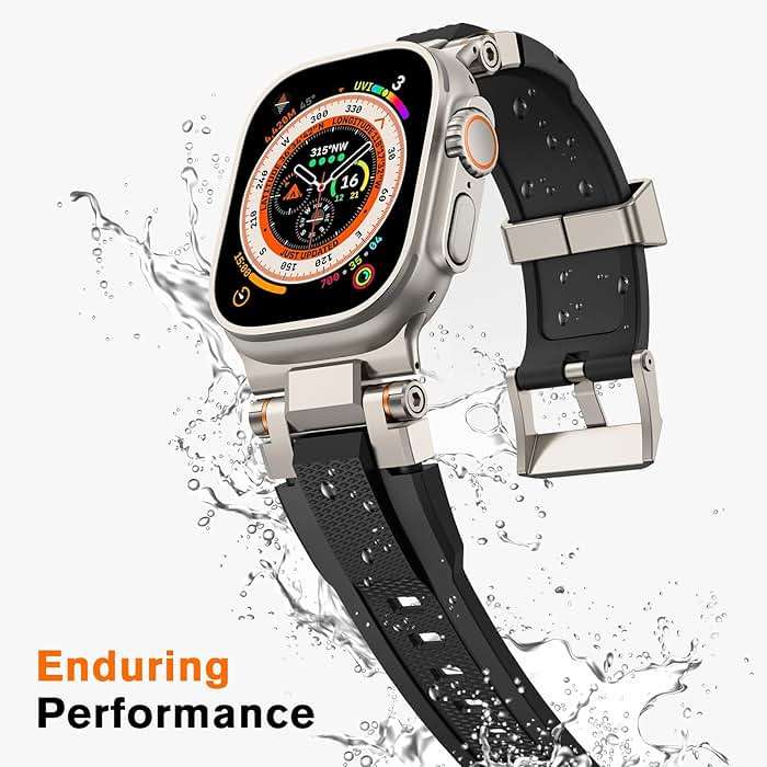 amBand Bands Compatible with Apple Watch Ultra 3/2/1 49mm, M1 Sport Series Rugged Durable Strap with Metal Connector to Match Ultra's Titanium Case for iWatch 49mm Men Titanium/Black - Image 7