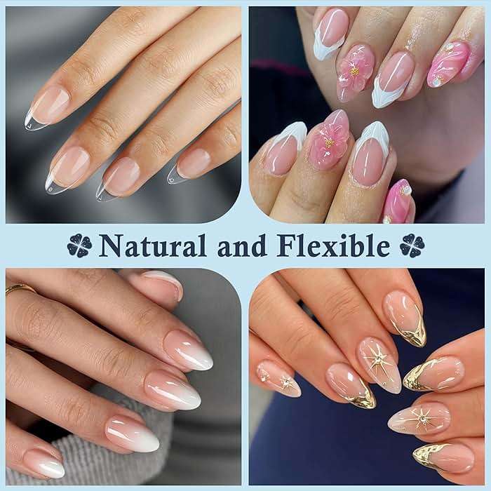 Luckyfairy Short Almond Nail Tips: 504pcs Pre-Etched Soft Gel Nail Tips, Tri-Layer Core Short Fake Nails, 12 Sizes Half Matte Full Cover Clear Press on Nails Extension DIY for Flat & Natural Nail Beds - Image 2