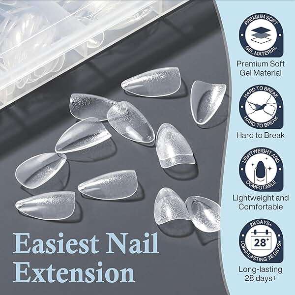 Luckyfairy Short Almond Nail Tips: 504pcs Pre-Etched Soft Gel Nail Tips, Tri-Layer Core Short Fake Nails, 12 Sizes Half Matte Full Cover Clear Press on Nails Extension DIY for Flat & Natural Nail Beds - Image 5