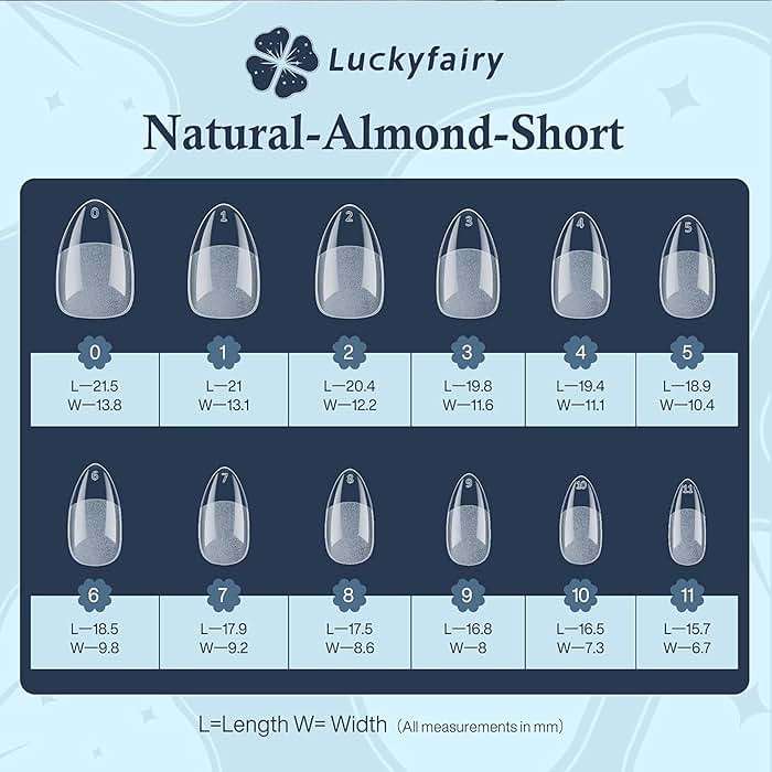 Luckyfairy Short Almond Nail Tips: 504pcs Pre-Etched Soft Gel Nail Tips, Tri-Layer Core Short Fake Nails, 12 Sizes Half Matte Full Cover Clear Press on Nails Extension DIY for Flat & Natural Nail Beds - Image 6