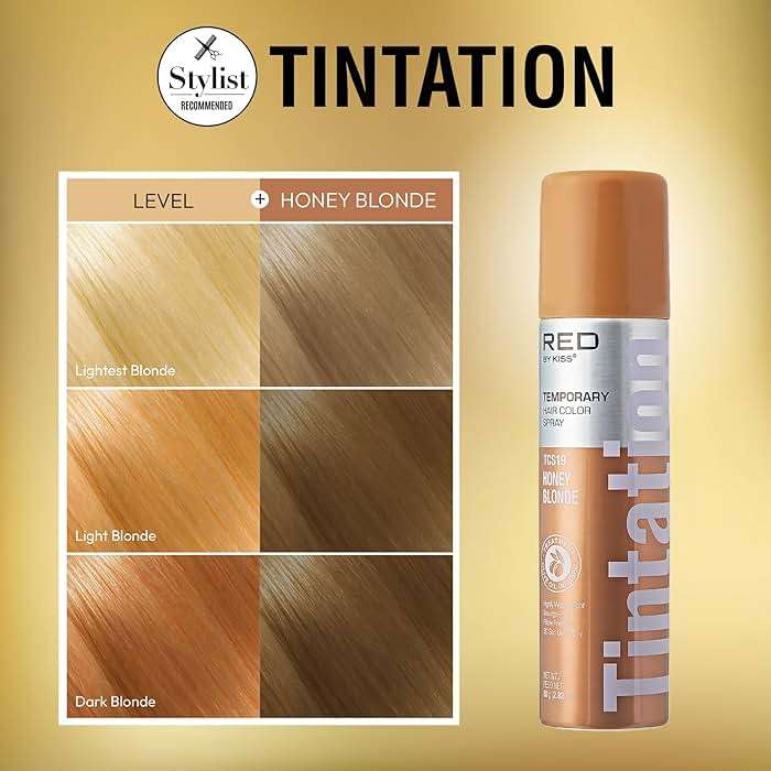 Red by Kiss Tintation Temporary Hair Color Spray, Instant Gray Root Touch Up Coverage, Water-Resistant & Smudge-Proof, Easy Wash Out, Barber & Hairline Touch-Up, Quick-Dry (Honey Blonde, 2.82 oz) - Image 3