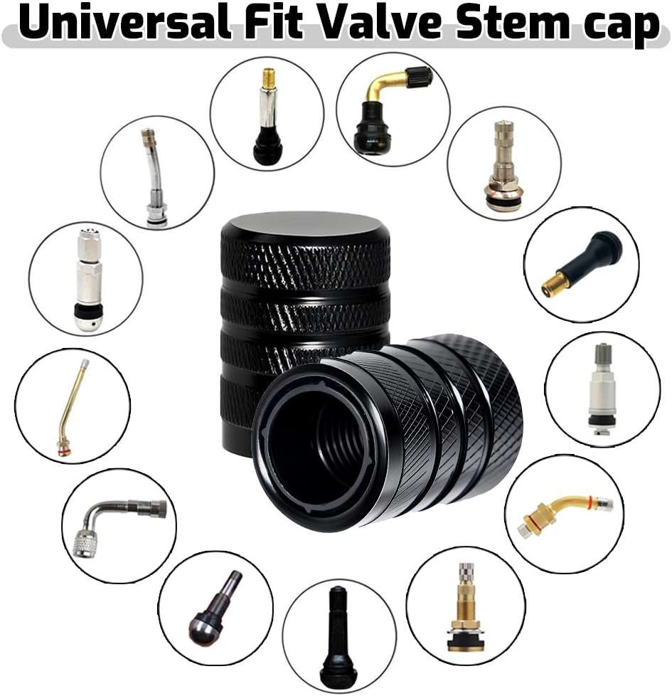 4-Piece Black Anodized Aluminum-Plastic Composite Tire Valve Stem Caps with Integrated Plastic Sleeve,Corrosion-Resistant and Universal Fit,Suitable for Cars, Trucks, and Motorcycles(Black) - Image 3