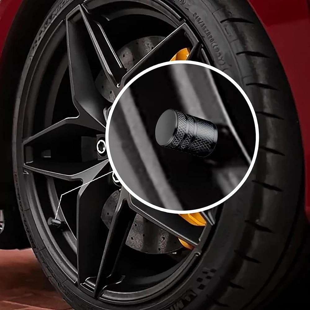4-Piece Black Anodized Aluminum-Plastic Composite Tire Valve Stem Caps with Integrated Plastic Sleeve,Corrosion-Resistant and Universal Fit,Suitable for Cars, Trucks, and Motorcycles(Black) - Image 7