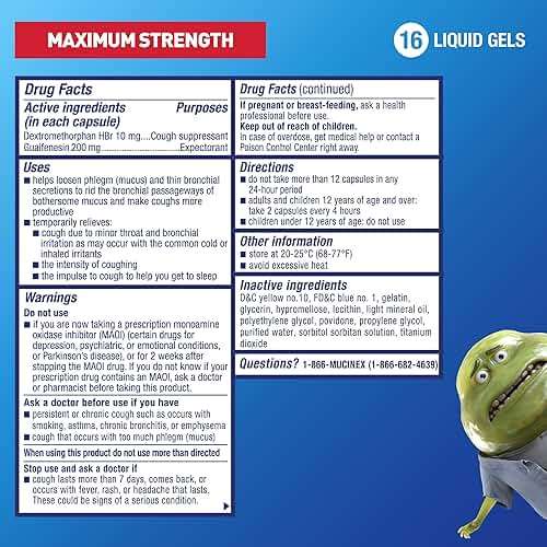 Mucinex Fast-Max Severe Congestion & Cough, Maximum Strength Dextromethorphan HBr Cough Medicine for Adults, Guaifenesin Expectorant for Excess Mucus Relief, 16 Liquid Gels - Image 3