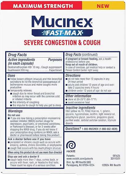 Mucinex Fast-Max Severe Congestion & Cough, Maximum Strength Dextromethorphan HBr Cough Medicine for Adults, Guaifenesin Expectorant for Excess Mucus Relief, 16 Liquid Gels - Image 7