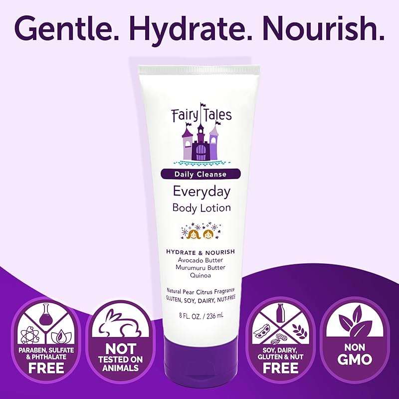 Fairy Tales Daily Cleanse Everyday Hydrating Kids Lotion with Aloe, Nourishing Body Lotion for Girls & Boys, Hydrate Dry and Sensitive Skin with Avocado and Murumuru Butter - 8 oz. - Image 5