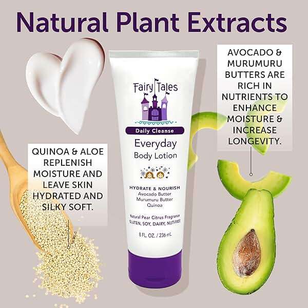 Fairy Tales Daily Cleanse Everyday Hydrating Kids Lotion with Aloe, Nourishing Body Lotion for Girls & Boys, Hydrate Dry and Sensitive Skin with Avocado and Murumuru Butter - 8 oz. - Image 6