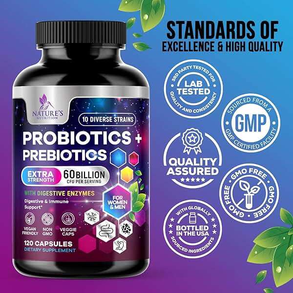 Probiotics 100 Billion CFU Per Serving - 10 Premium Strains + Prebiotics - Best Probiotic Supplement for Women & Men - Supports Immune, Digestive Health, Occasional Constipation & Gas - 120 Capsules - Image 4