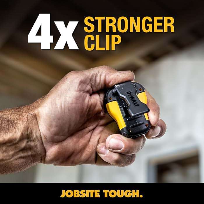 DEWALT Wearable Bluetooth Speaker, Clip-On Wireless Jobsite Pro Water-Resistant Portable Speaker (Non-Magnetic), Built-in Mic for Hands-Free Music/Calls, Bluetooth Speaker (Yellow) - Image 2