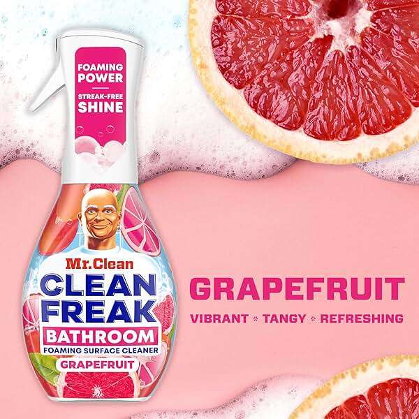 Mr. Clean Clean Freak Foaming Bathroom Surface Cleaner Multi-Surface Spray Starter Kit and Refill Bundle, Grapefruit Scent, 64 fl oz - Image 6