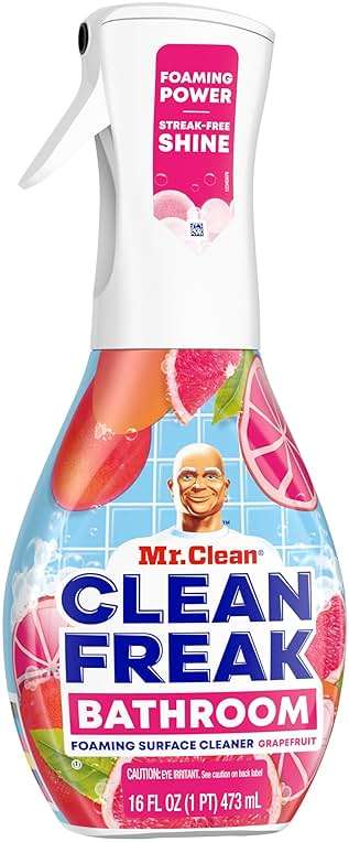 Mr. Clean Clean Freak Foaming Bathroom Surface Cleaner Multi-Surface Spray Starter Kit and Refill Bundle, Grapefruit Scent, 64 fl oz - Image 9
