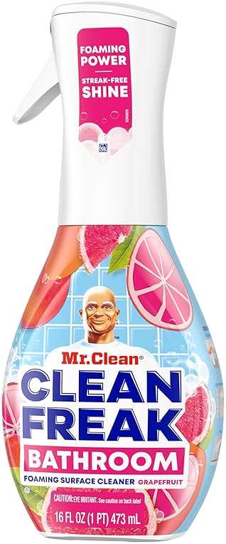 Mr. Clean Clean Freak Foaming Bathroom Surface Cleaner Multi-Surface Spray Starter Kit and Refill Bundle, Grapefruit Scent, 64 fl oz - Image 10