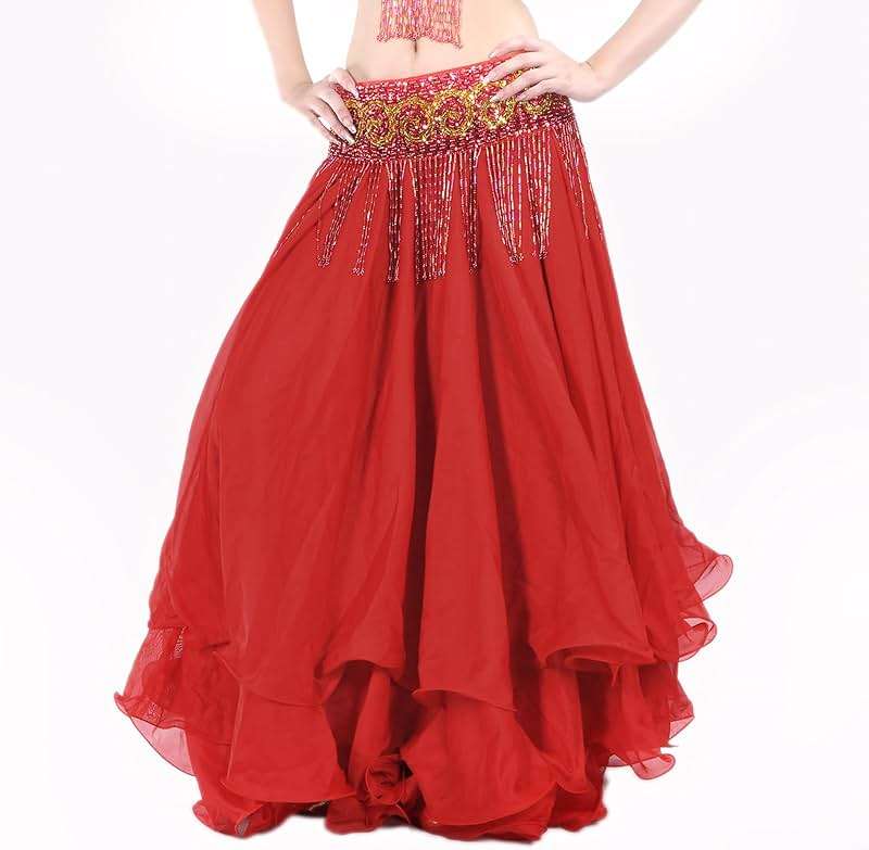 BellyLady Belly Dance Skirt Halloween Tribal Chiffon Tiered Maxi Full Skirt 37.8 Inch Length - Image 5