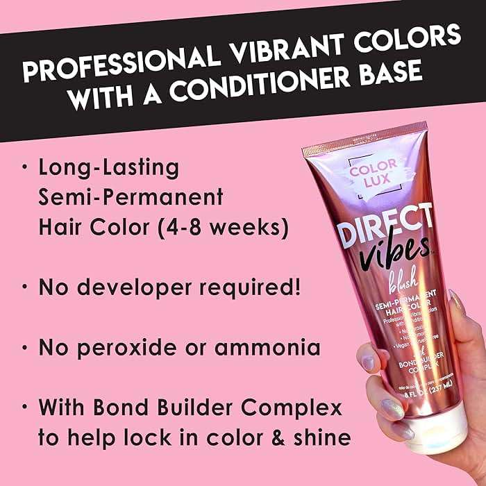 Color Lux Direct Vibes Semi-Permanent Hair Color, Blue, Vibrant & Long-Lasting Shade, Ammonia-Free, Vegan, Sulfate-Free, Paraben-Free, 8 fl oz - Image 4