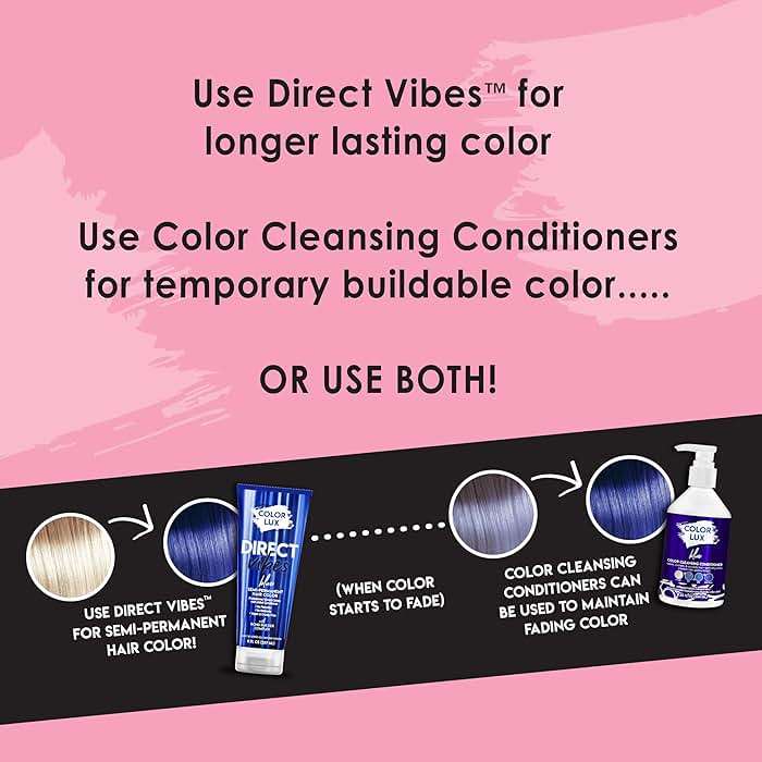 Color Lux Direct Vibes Semi-Permanent Hair Color, Blue, Vibrant & Long-Lasting Shade, Ammonia-Free, Vegan, Sulfate-Free, Paraben-Free, 8 fl oz - Image 6