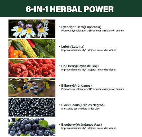 Verdeherb Eyebright Herb Eye Health Drops, Bilberry & Lutein Liquid Extract Herbal Supplement for Eye Strain Relief & Sight Care Support. Euphrasia Officinalis, Arándanos, Luteína para Los Ojos. 2oz - Image 3