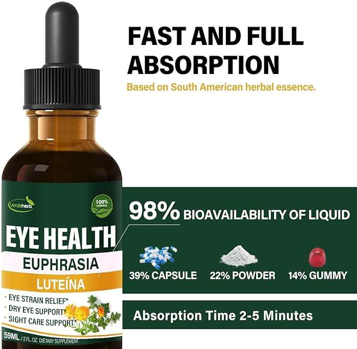 Verdeherb Eyebright Herb Eye Health Drops, Bilberry & Lutein Liquid Extract Herbal Supplement for Eye Strain Relief & Sight Care Support. Euphrasia Officinalis, Arándanos, Luteína para Los Ojos. 2oz - Image 4