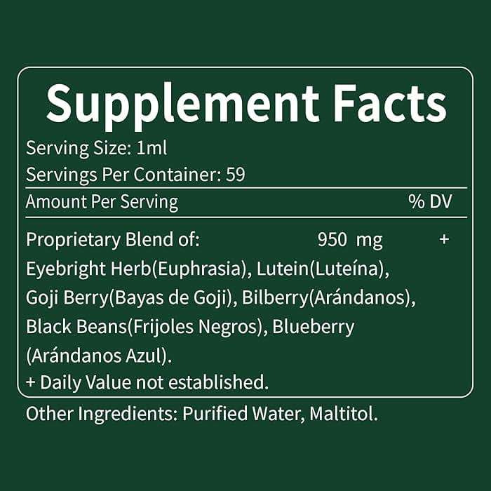 Verdeherb Eyebright Herb Eye Health Drops, Bilberry & Lutein Liquid Extract Herbal Supplement for Eye Strain Relief & Sight Care Support. Euphrasia Officinalis, Arándanos, Luteína para Los Ojos. 2oz - Image 7