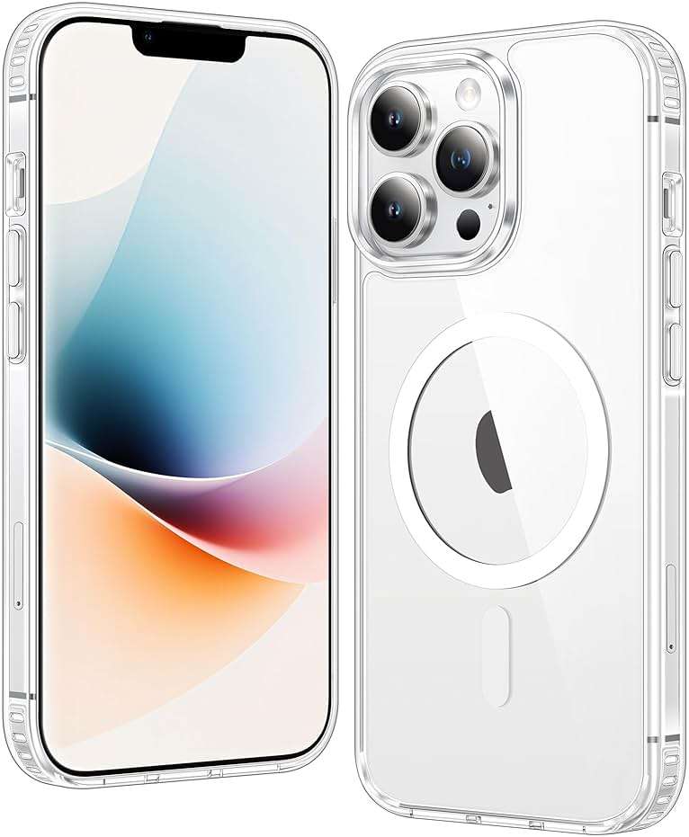 FNTCASE for iPhone 13 Pro-Max Case: Clear Magnetic Phone Cases Compatible with Magsafe Slim Anti Yellowing Military Grade Drop Protection Rugged Protective Transparent Cell Phone Cover (A-Clear) - Image 1