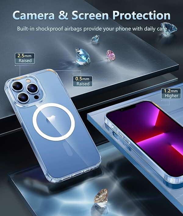FNTCASE for iPhone 13 Pro-Max Case: Clear Magnetic Phone Cases Compatible with Magsafe Slim Anti Yellowing Military Grade Drop Protection Rugged Protective Transparent Cell Phone Cover (A-Clear) - Image 5