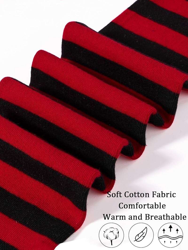 Moon Wood Womens Thigh High Socks Striped Knee High Socks Extra Long Cotton Knit Over the Knee Socks for Halloween - Image 5