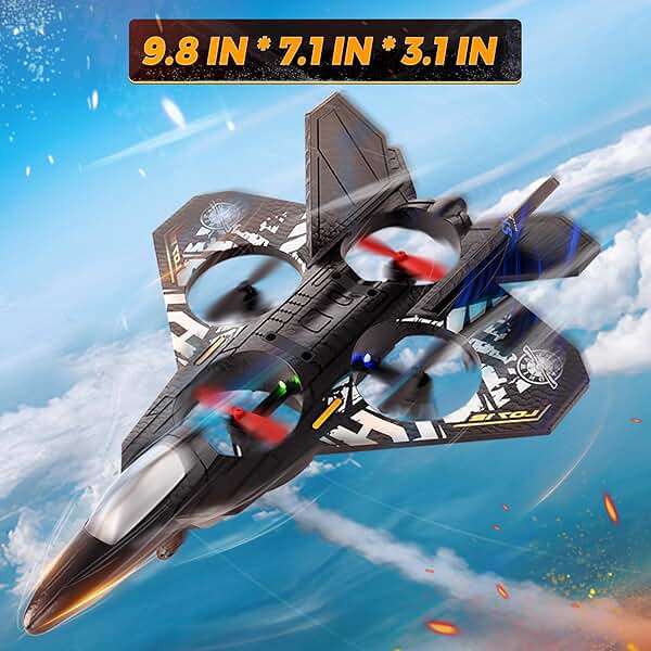 BEZGAR Drones for Kids | 2.4GHZ RC Plane, Remote Control Airplane, RC Helicopter, 360° Flip Fighter Jet Toy with Colorful LED Navigation Light Blue - Image 8