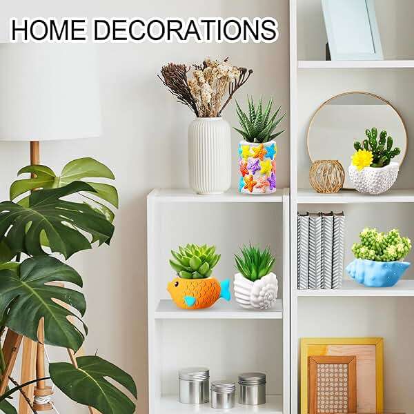 Hushee 12 Sets Ceramic Succulent Planters Paintable Succulent Plant Pots Small DIY Figurines Unpainted Pots with Drainage Hole Color Paints Paintbrushes Palettes - Image 6
