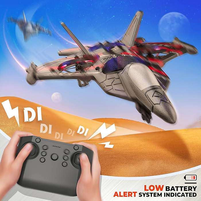 BEZGAR Drones for Kids | 2.4GHZ RC Plane | Remote Control Airplane, RC Helicopter, 360° Flip Fighter Jet Toy, Toys for ages 8-13 with Colorful LED Navigation Lights Red - Image 5