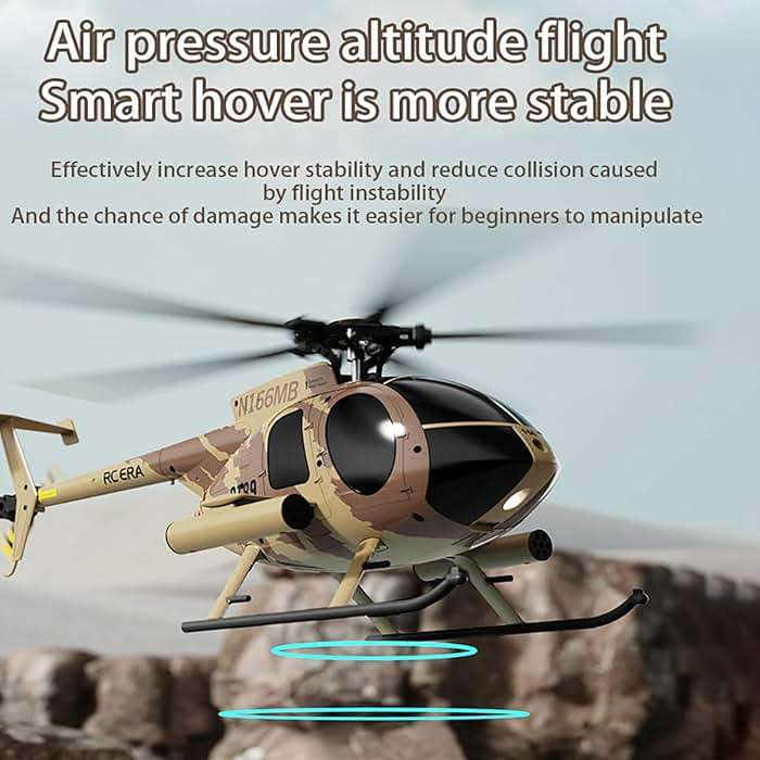 Dodoore Remote Control Helicopter, C189 MD500 RC Helicopter Model, 1/28 Scale 4CH Single-Rotor Helicopters with 6-Axis Gyro and Brushless Motor, 2.4GHz RC Aircraft for Adults, 2 Batteries (Camouflage) - Image 3