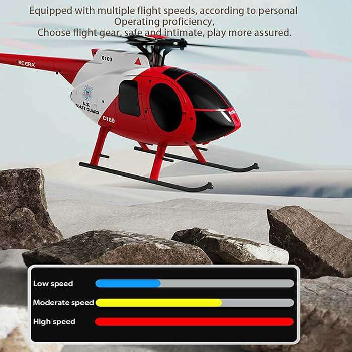 Dodoore Remote Control Helicopter, C189 MD500 RC Helicopter Model, 1/28 Scale 4CH Single-Rotor Helicopters with 6-Axis Gyro and Brushless Motor, 2.4GHz RC Aircraft for Adults, 2 Batteries (Camouflage) - Image 7