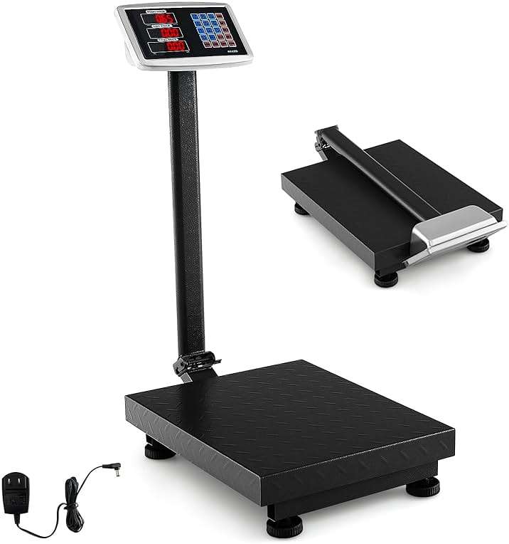 Giantex 660lbs Weight Computing Digital Scale Floor Platform Scale for Weighing Luggage Package Shipping Mailing Postal Scale with Accurate LB/KG Price Calculator, High-Definition Display (Black) - Image 1
