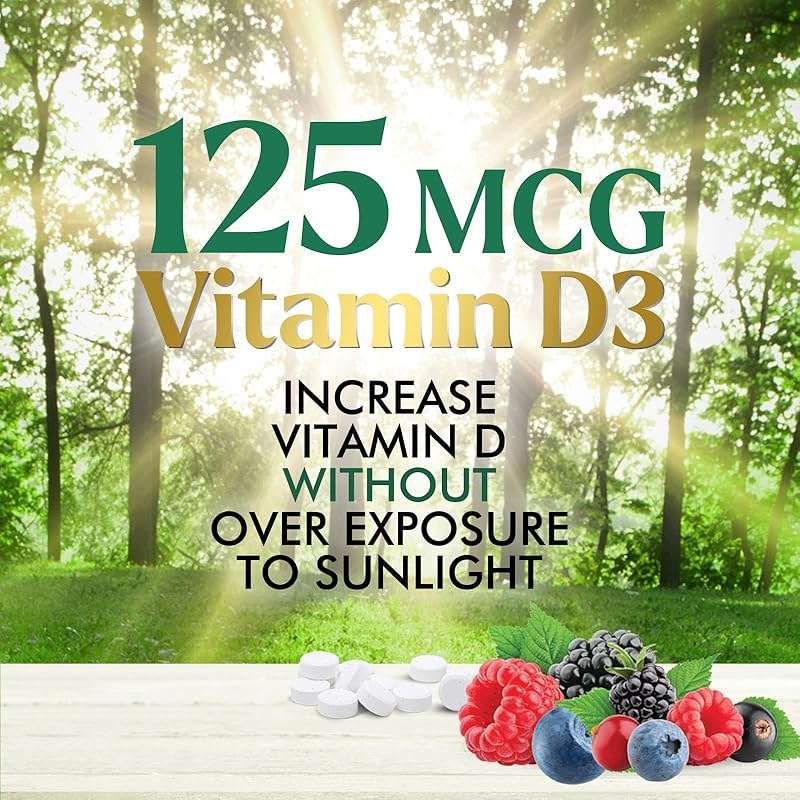 Vitamin D3 5000 IU (125 mcg) Per Serving - Extra Strength Vitamin D Chewable for Immune Support Health - Bone, Teeth and Muscle Supplements - Sugar Free, Gluten Free, USA Bottled - 120 Count Tablets - Image 6
