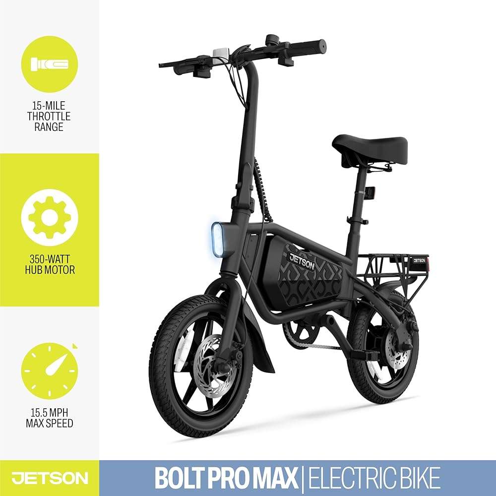Jetson Bolt Electric Bike, Foot Pegs, Easy-Folding, Built-in Carrying Handle, Twist Throttle, Cruise Control, Up to 15.5 MPH, Range Up to 15 Miles, Ages 13+ - Image 2