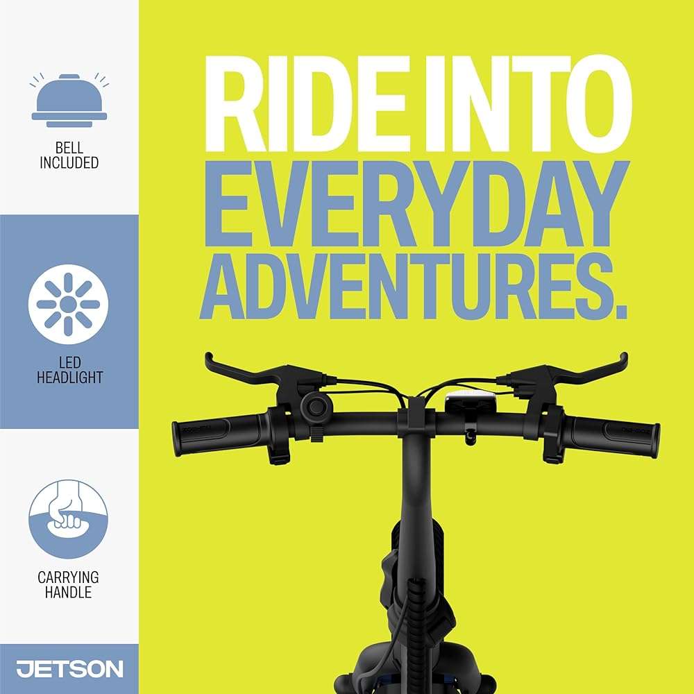 Jetson Bolt Electric Bike, Foot Pegs, Easy-Folding, Built-in Carrying Handle, Twist Throttle, Cruise Control, Up to 15.5 MPH, Range Up to 15 Miles, Ages 13+ - Image 3
