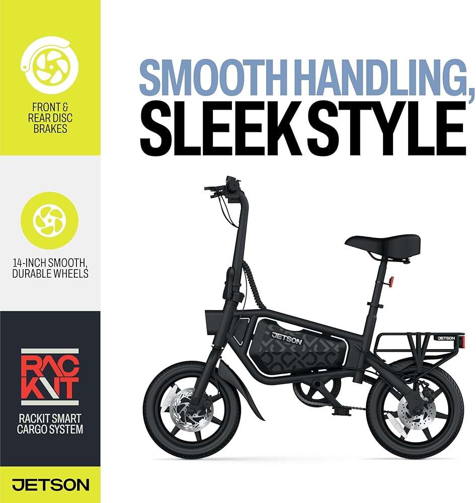 Jetson Bolt Electric Bike, Foot Pegs, Easy-Folding, Built-in Carrying Handle, Twist Throttle, Cruise Control, Up to 15.5 MPH, Range Up to 15 Miles, Ages 13+ - Image 4