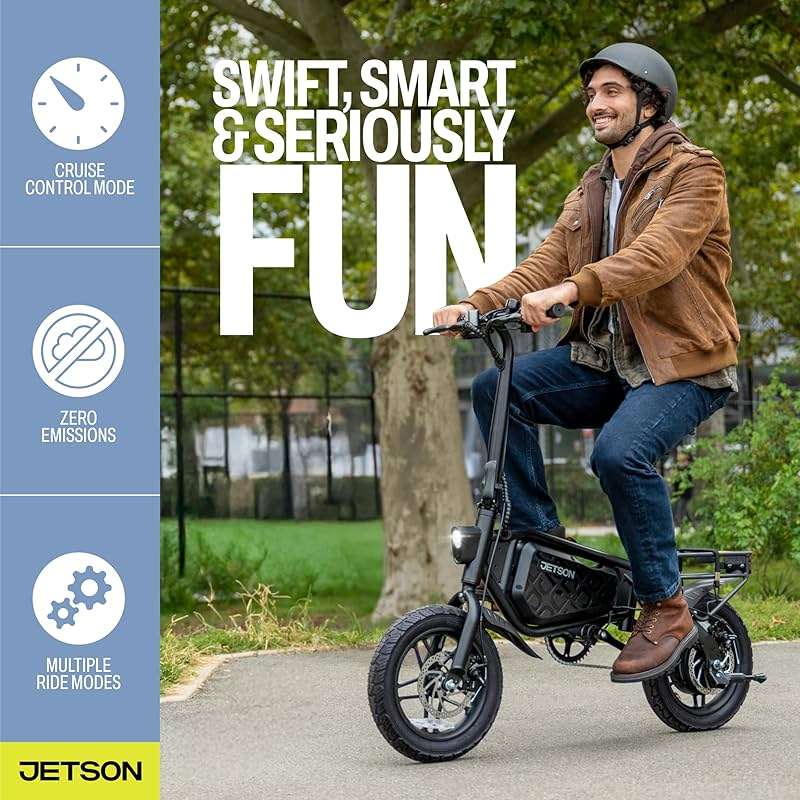 Jetson Bolt Electric Bike, Foot Pegs, Easy-Folding, Built-in Carrying Handle, Twist Throttle, Cruise Control, Up to 15.5 MPH, Range Up to 15 Miles, Ages 13+ - Image 6