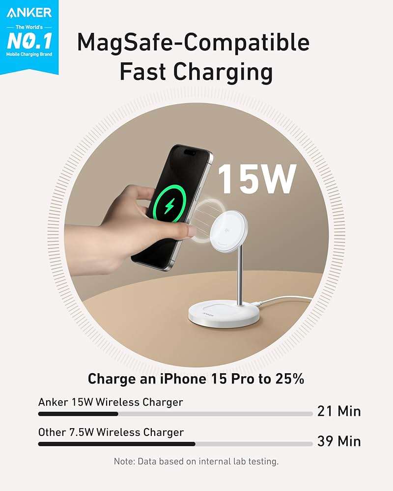 Anker MagSafe Compatible MagGo Charger Stand, iPhone 17 Wireless Charger, 2-in-1 Charging Station, Qi2 Certified 15W Fast Charging, for iPhone 17/16/15/14/13/12, AirPods Pro (40W Adapter Included) - Image 2