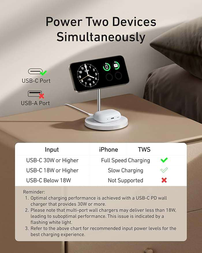 Anker MagSafe Compatible MagGo Charger Stand, iPhone 17 Wireless Charger, 2-in-1 Charging Station, Qi2 Certified 15W Fast Charging, for iPhone 17/16/15/14/13/12, AirPods Pro (40W Adapter Included) - Image 3