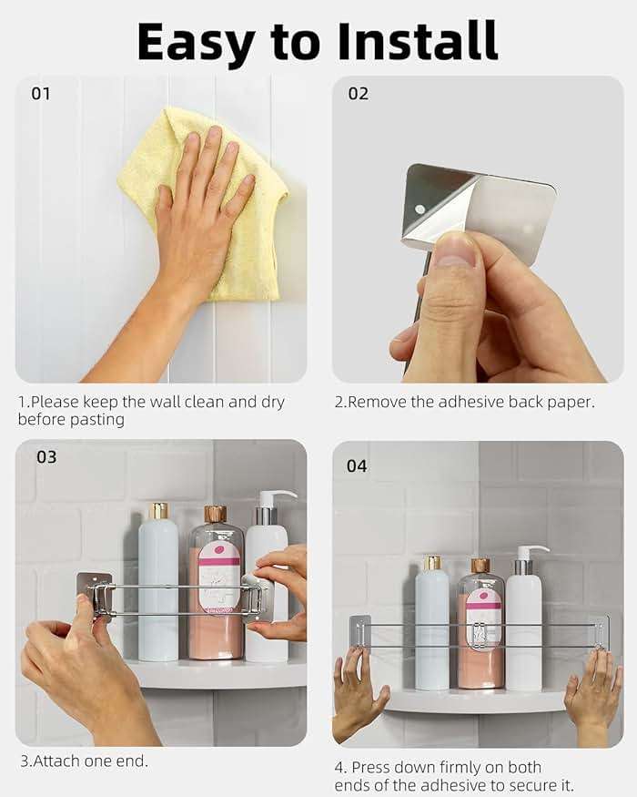 FOCSPROD RV Shower Corner Storage Bar, 7.9-13.7 inches RV Bathroom Travel Trailer Storage Organization Coner Bar, Stainless Steel RV Shower Corner Shelf Rod in Camper Must Haves Accessories (3 Pack) - Image 6